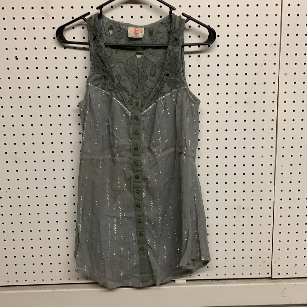 Free People sparkly grey tank XS